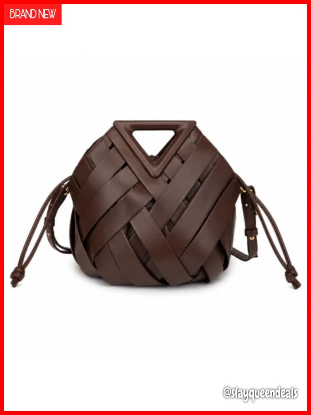 Woven Bucket Bag Vegan Leather Crossbody Shoulder Hobo Purse